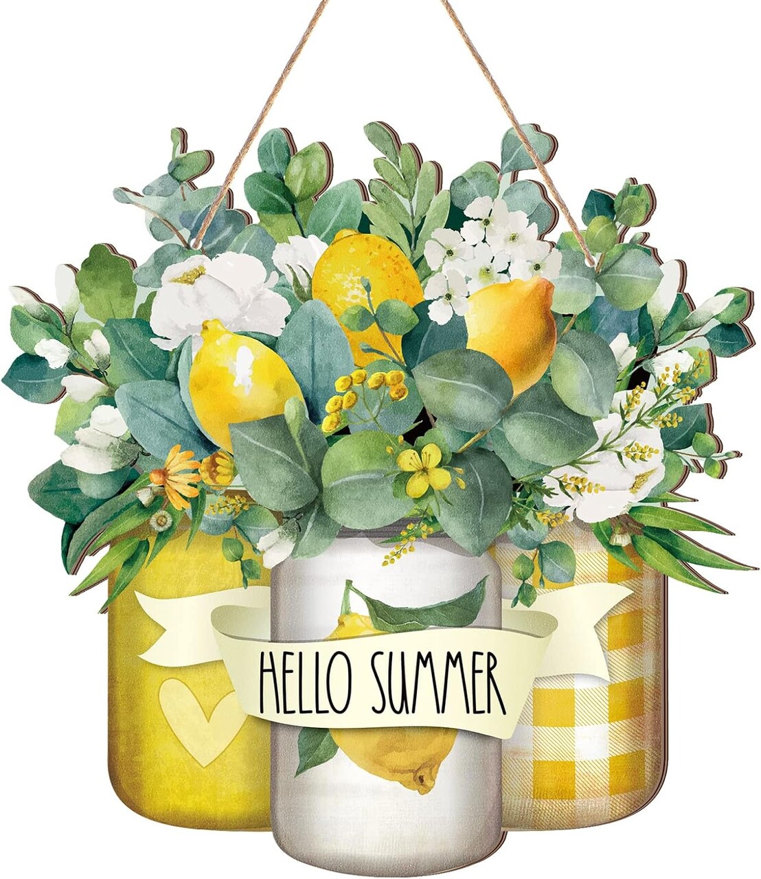 Welcome Wooden Sign for Front Door Wooden Hanger Summer Door Sign Wood Spring Hanging Decorations